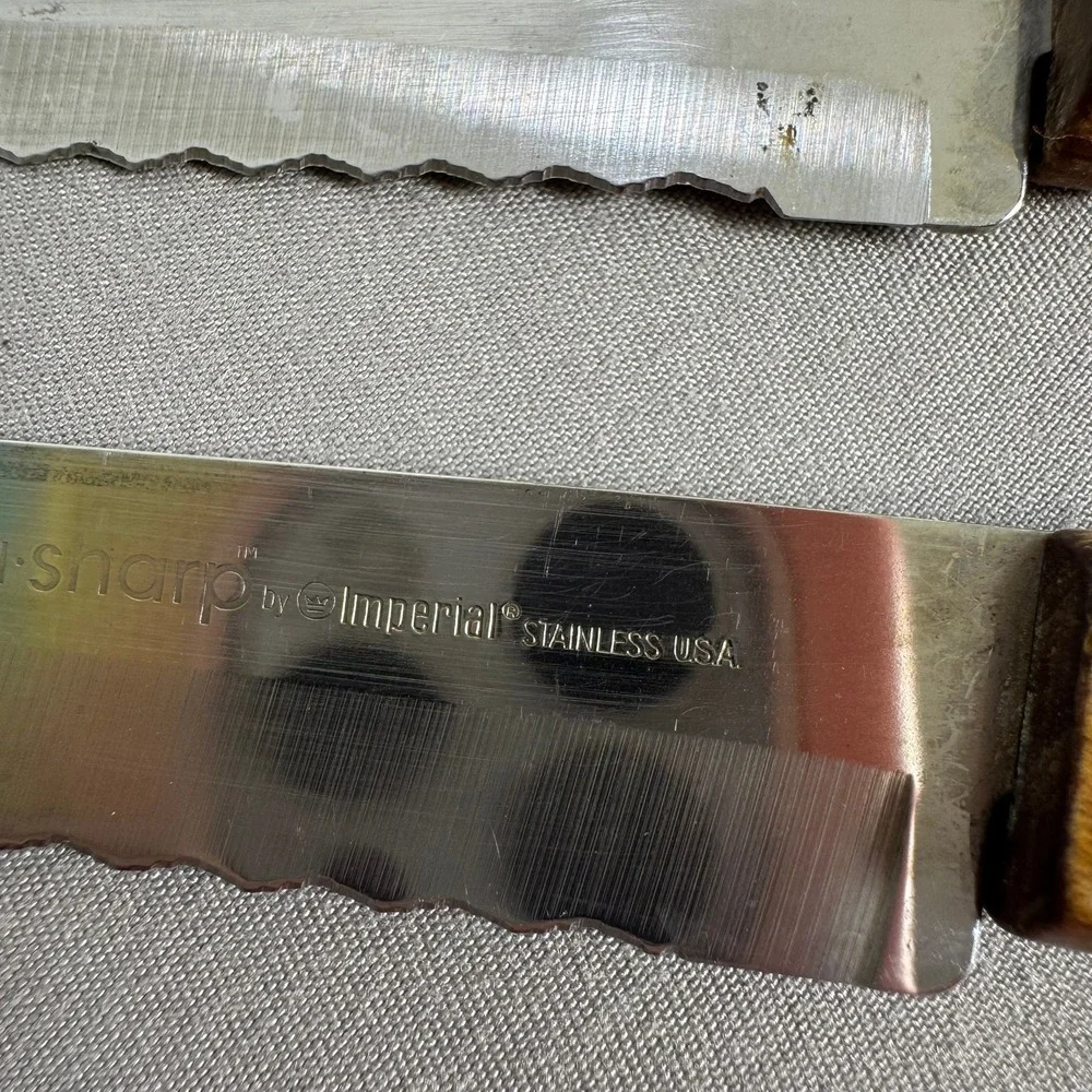 Vintage Imperial Veri-Veri-Sharp Steak Knives Set of 6 MCM 1978 Stainless USA